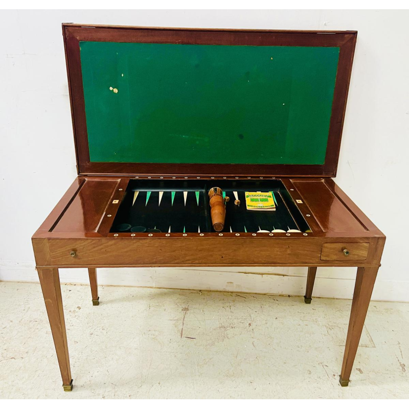 Louis XVI period "TRIC-TRAC" games table, mahogany and veneer, 18th century