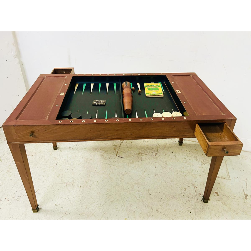 Louis XVI period "TRIC-TRAC" games table, mahogany and veneer, 18th century