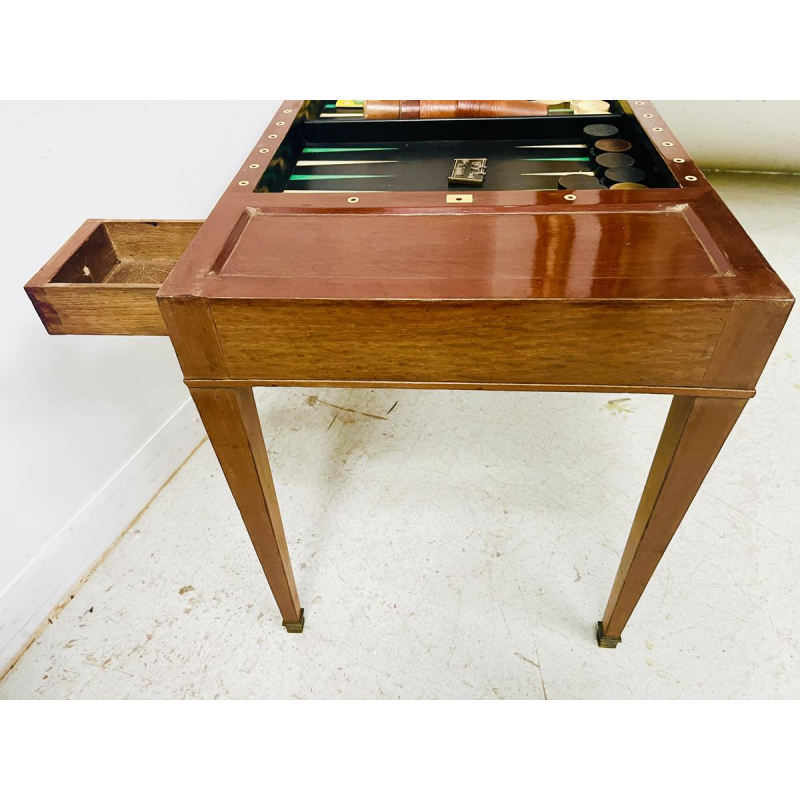 Table à jeux "TRIC -TRAC" d'époque Louis XVI, acajou et placage, XVIIIe siècle