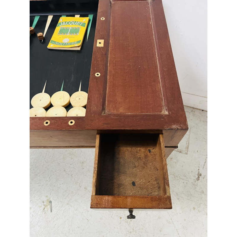 Table à jeux "TRIC -TRAC" d'époque Louis XVI, acajou et placage, XVIIIe siècle