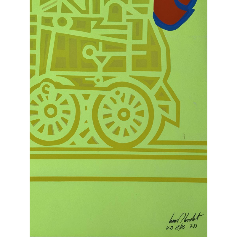 Louis-Marie LONDOT “Het treintje” zeefdruk POP ART 1973
