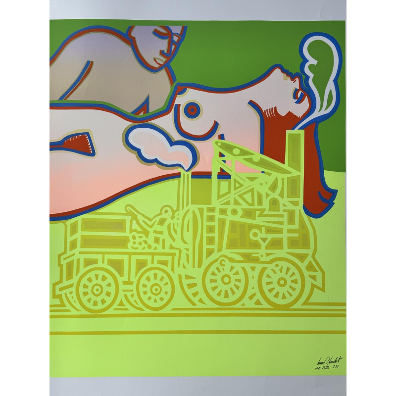 Louis-Marie LONDOT “Het treintje” zeefdruk POP ART 1973
