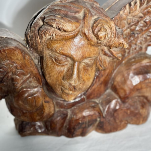 Carved wooden angel head - architectural fragment sculpture - French work, 19th century