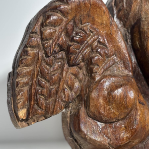 Carved wooden angel head - architectural fragment sculpture - French work, 19th century