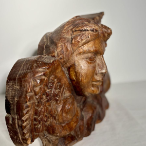Carved wooden angel head - architectural fragment sculpture - French work, 19th century