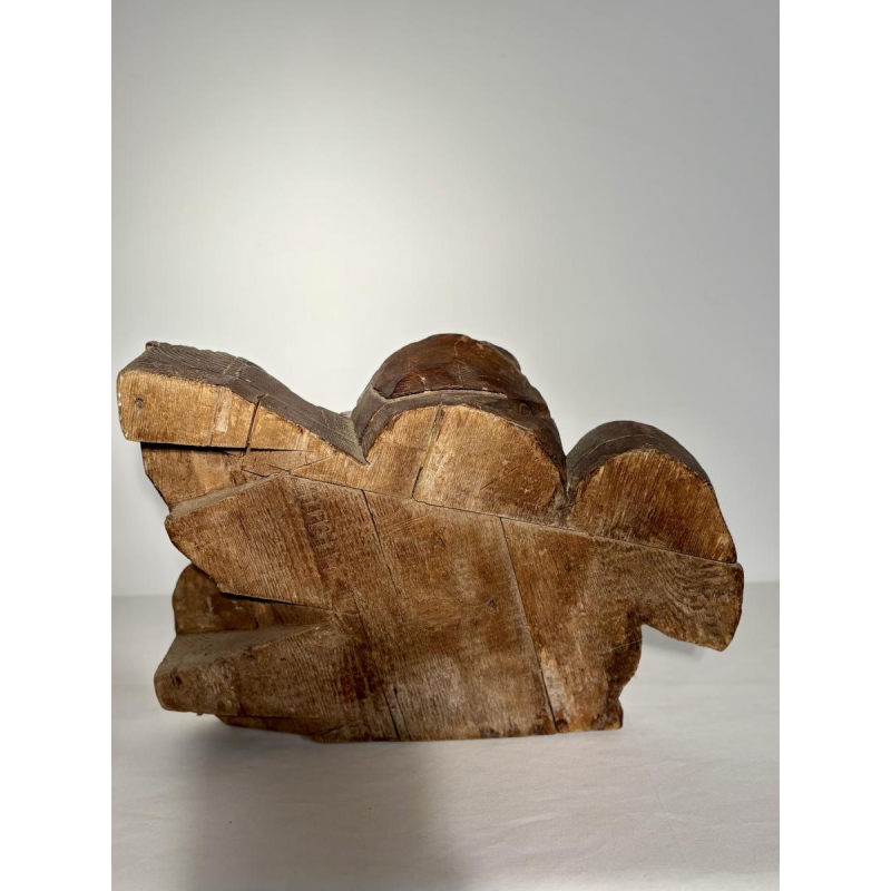 Gesneden houten engelenkop - architectonisch fragment sculptuur - Frans werk, 19e eeuw