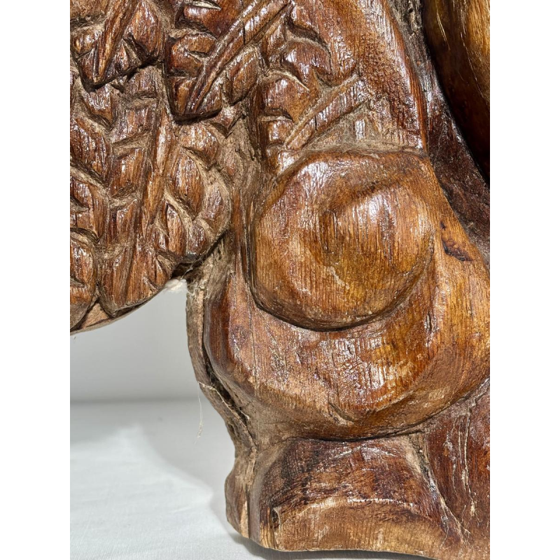 Tête d'ange sculptée en bois ancien - fragment architectural sculpture - travail français, XIXe siècle
