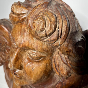 Carved wooden angel head - architectural fragment sculpture - French work, 19th century