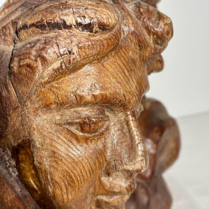 Carved wooden angel head - architectural fragment sculpture - French work, 19th century