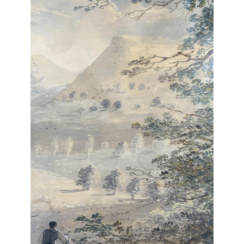 Toegeschreven aan Louis Gadbois, landschap van het Italiaanse platteland, gouache op papier