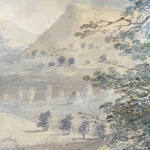 Attribué à Louis Gadbois, paysage de la campagne italienne, gouache sur papier