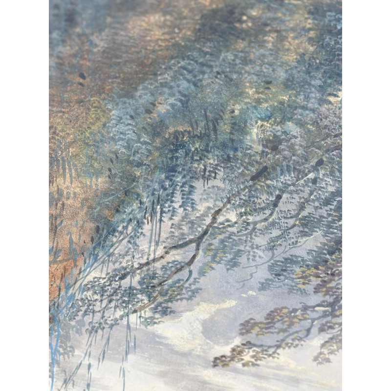 Attributed to Louis Gadbois, landscape of the Italian countryside, gouache on paper