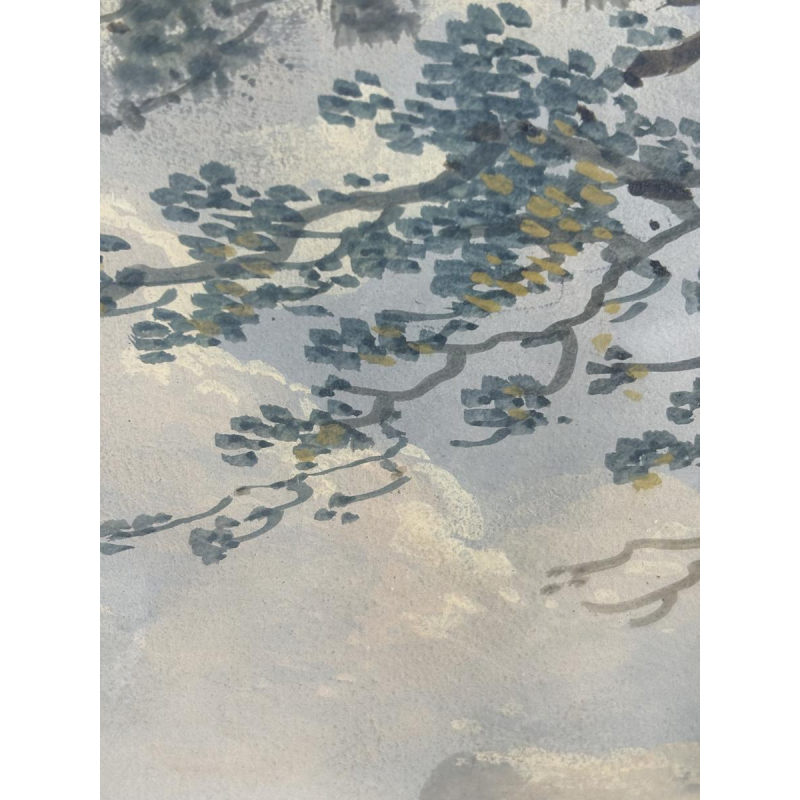 Toegeschreven aan Louis Gadbois, landschap van het Italiaanse platteland, gouache op papier