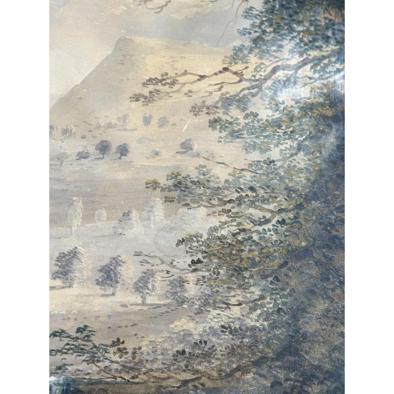 Attributed to Louis Gadbois, landscape of the Italian countryside, gouache on paper