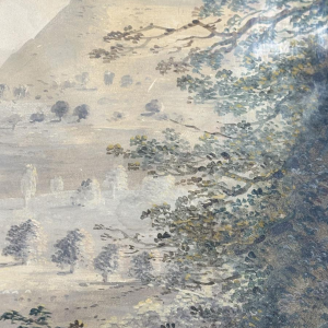 Toegeschreven aan Louis Gadbois, landschap van het Italiaanse platteland, gouache op papier