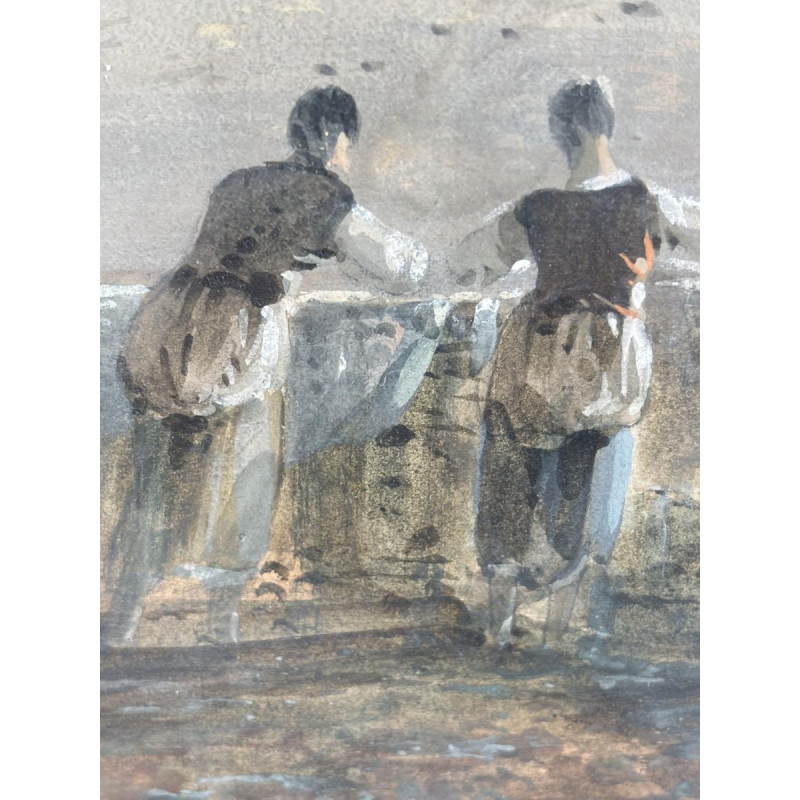 Attribué à Louis Gadbois, paysage de la campagne italienne, gouache sur papier