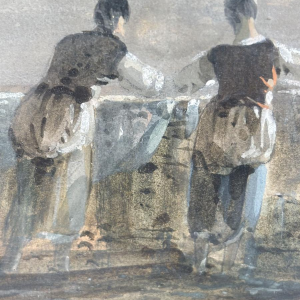 Toegeschreven aan Louis Gadbois, landschap van het Italiaanse platteland, gouache op papier