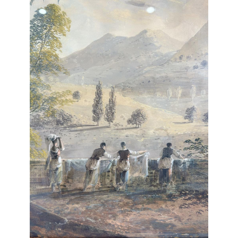 Toegeschreven aan Louis Gadbois, landschap van het Italiaanse platteland, gouache op papier