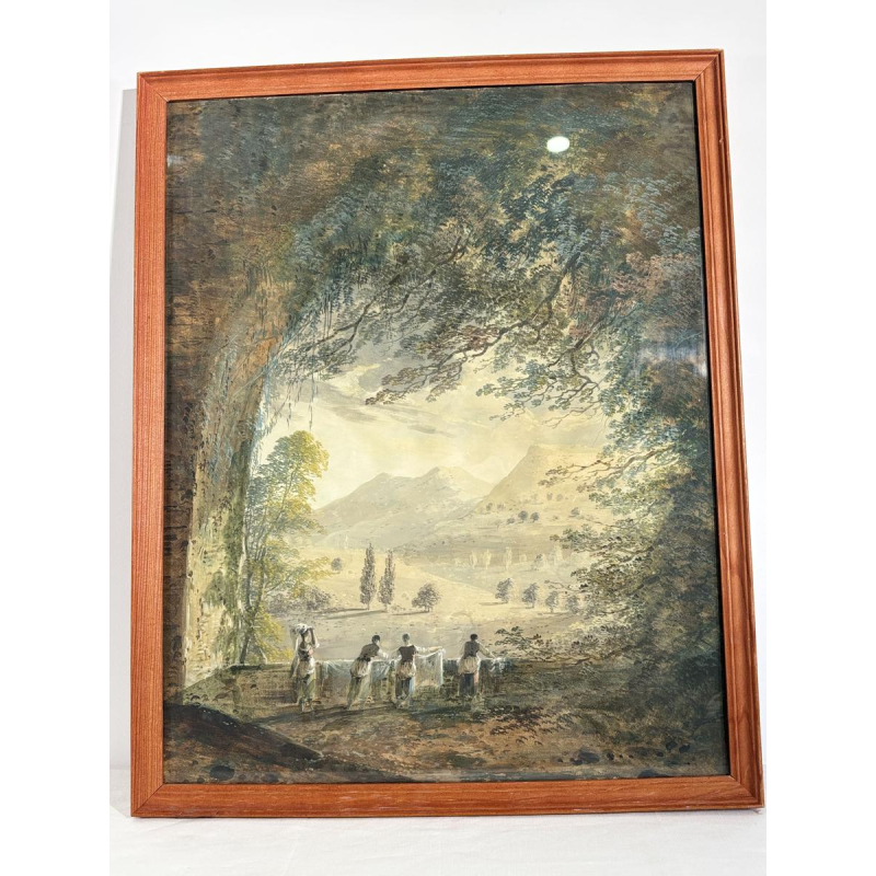 Toegeschreven aan Louis Gadbois, landschap van het Italiaanse platteland, gouache op papier