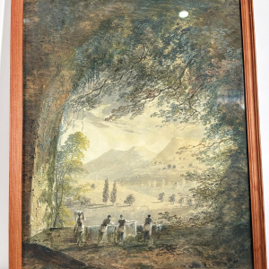 Toegeschreven aan Louis Gadbois, landschap van het Italiaanse platteland, gouache op papier