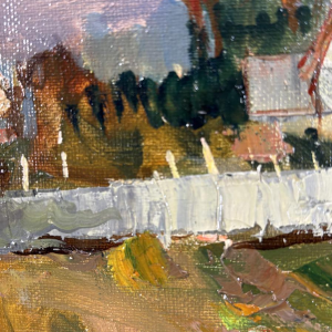 Maurice Lemaitre "Le Pont" huile sur toile, Ecole française du XXe siècle