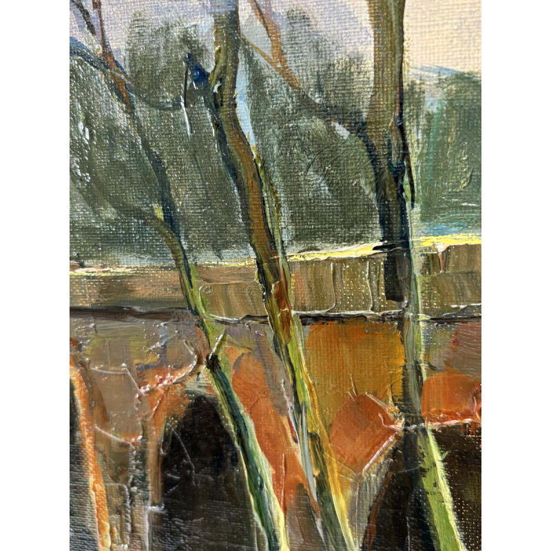 Maurice Lemaitre "The Bridge" oil on canvas, French School of the 20th century