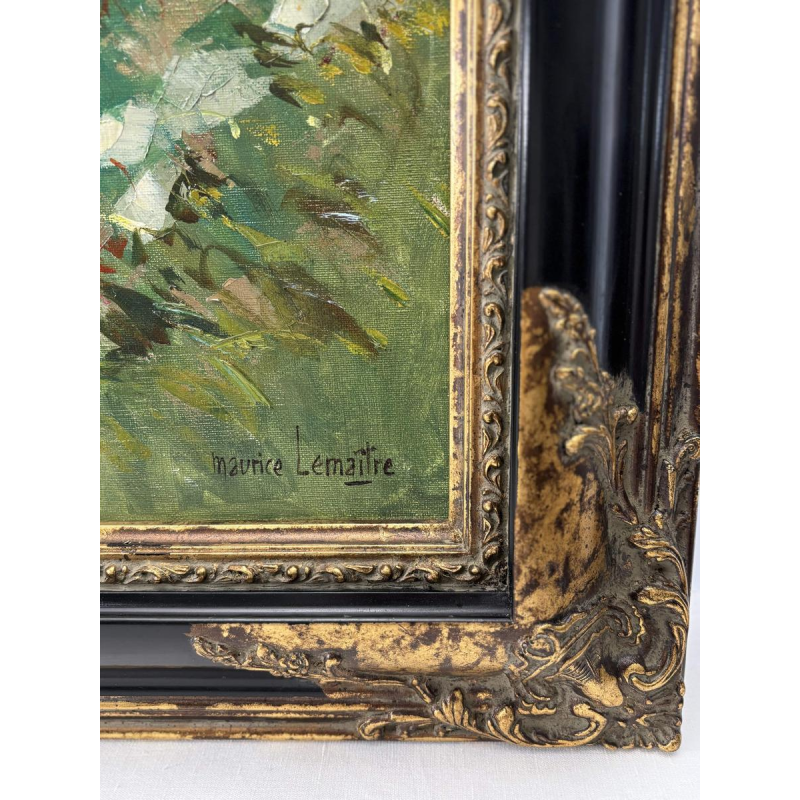 Maurice Lemaitre "Le Pont" huile sur toile, Ecole française du XXe siècle