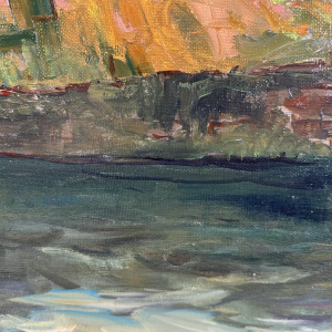 Maurice Lemaitre "Le Pont" huile sur toile, Ecole française du XXe siècle