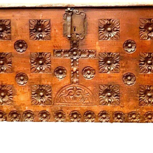 Antique Renaissance-style carved oak chest, 18th century