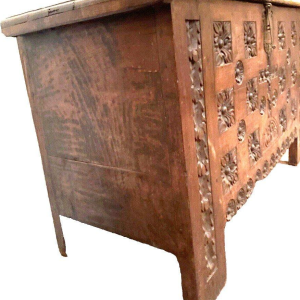 Antique Renaissance-style carved oak chest, 18th century