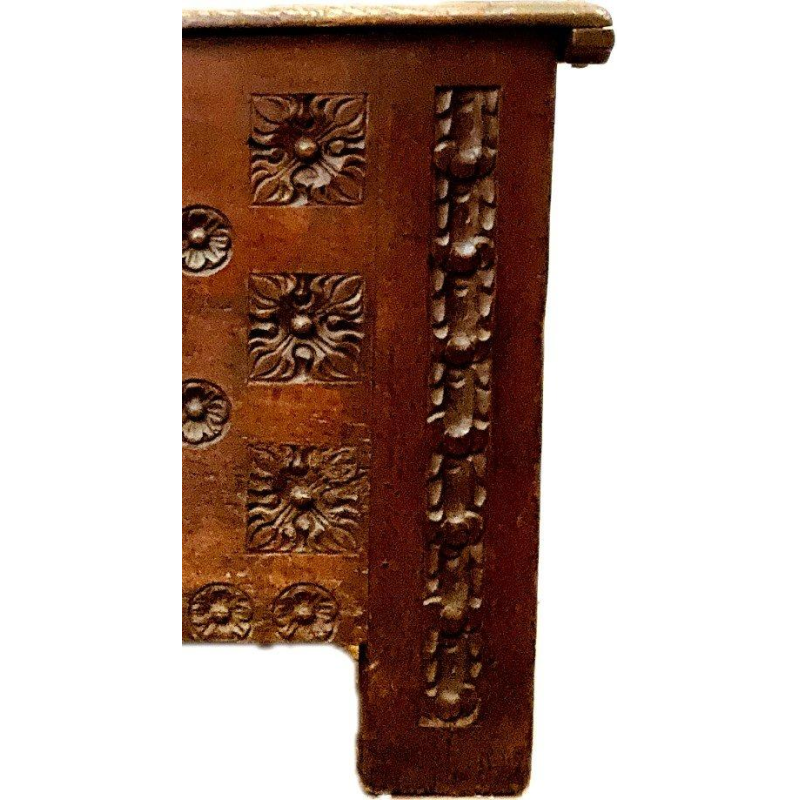 Antique Renaissance-style carved oak chest, 18th century