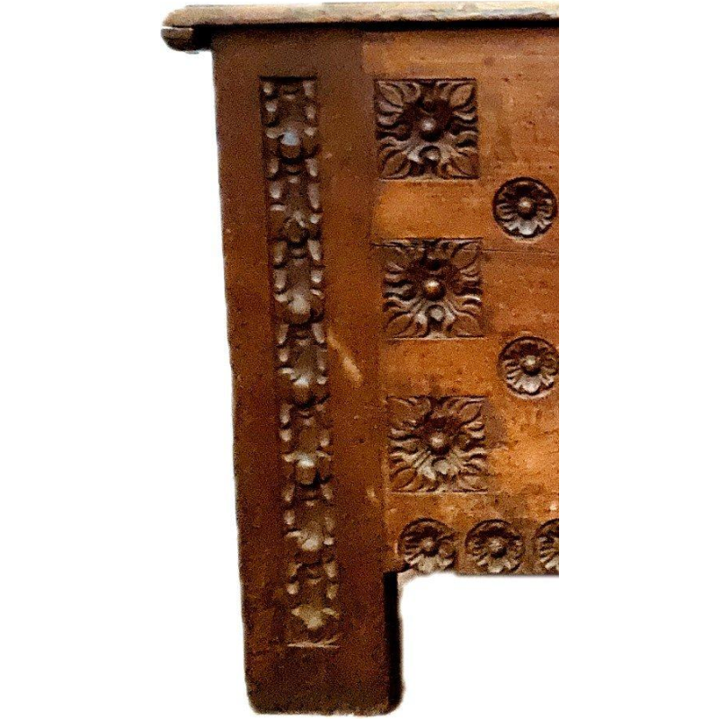 Antique Renaissance-style carved oak chest, 18th century