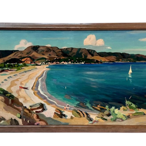"View of Aguay Bay" Oil on canvas by Edmond Astruc, 20th century