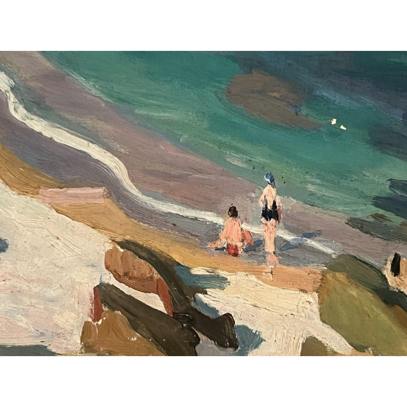 "View of Aguay Bay" Oil on canvas by Edmond Astruc, 20th century