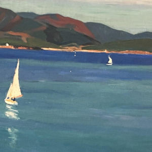 "Uitzicht op de baai van Aguay" Olieverf op doek van Edmond Astruc, 20e eeuw