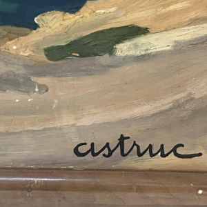 "Uitzicht op de baai van Aguay" Olieverf op doek van Edmond Astruc, 20e eeuw