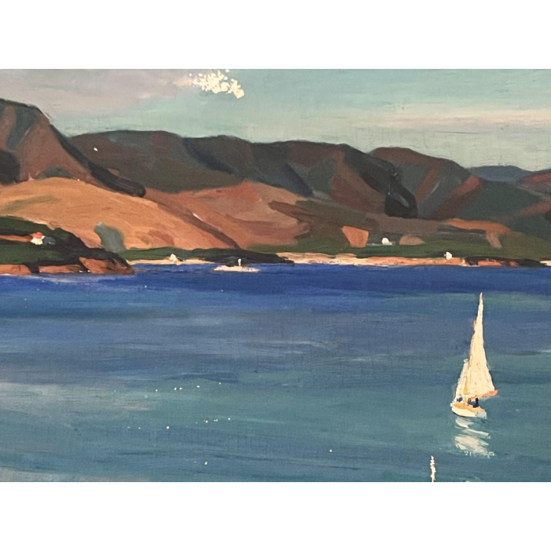 "View of Aguay Bay" Oil on canvas by Edmond Astruc, 20th century