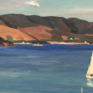 "Uitzicht op de baai van Aguay" Olieverf op doek van Edmond Astruc, 20e eeuw