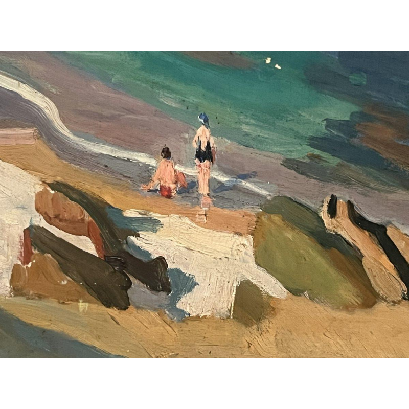 "Vue sur la baie d'AGUAY " Huile sur toile par Edmond ASTRUC XX siècle