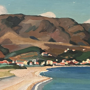 "View of Aguay Bay" Oil on canvas by Edmond Astruc, 20th century