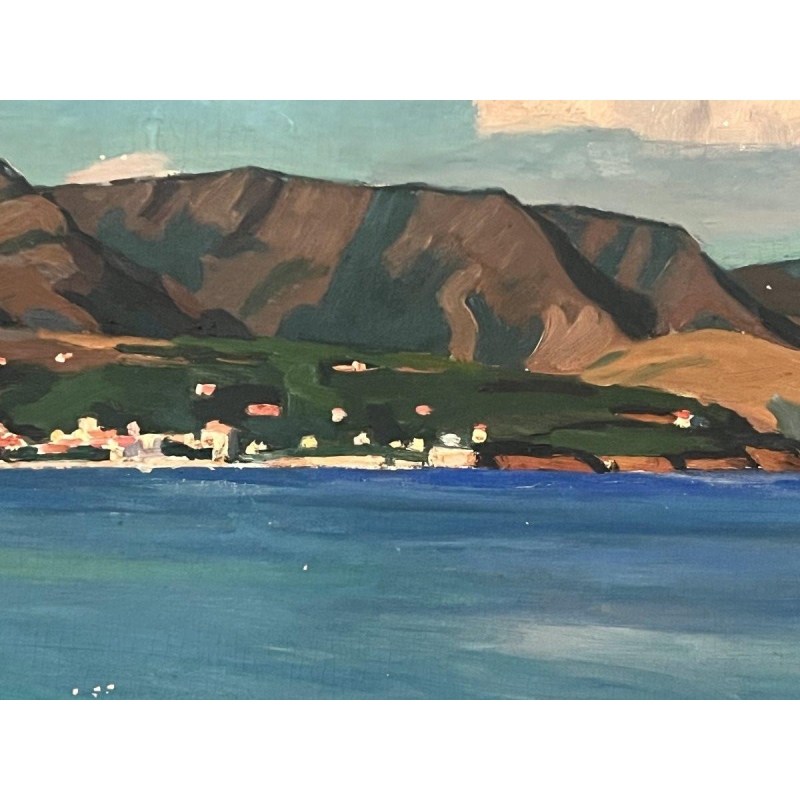 "View of Aguay Bay" Oil on canvas by Edmond Astruc, 20th century