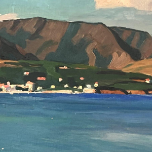 "View of Aguay Bay" Oil on canvas by Edmond Astruc, 20th century