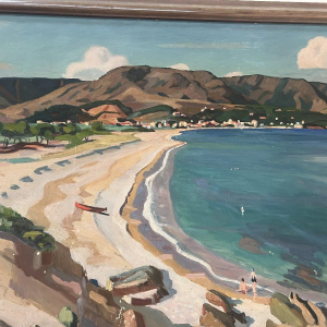 "View of Aguay Bay" Oil on canvas by Edmond Astruc, 20th century