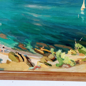 "Uitzicht op de baai van Aguay" Olieverf op doek van Edmond Astruc, 20e eeuw