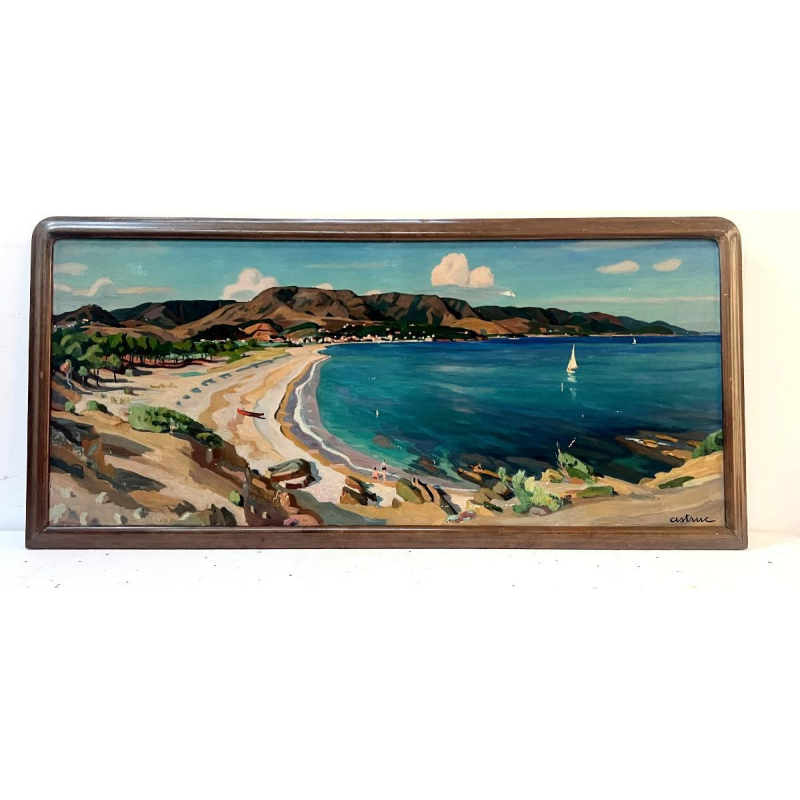 "Vue sur la baie d'AGUAY " Huile sur toile par Edmond ASTRUC XX siècle