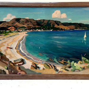 "View of Aguay Bay" Oil on canvas by Edmond Astruc, 20th century