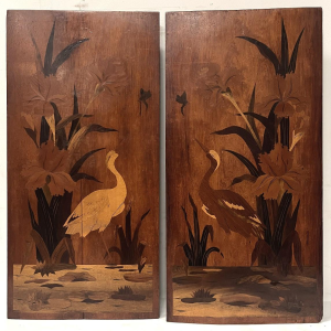 Paire de panneaux en marqueterie Art Nouveau
