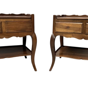Pair of Louis XV style bedside tables in solid walnut, 20th century