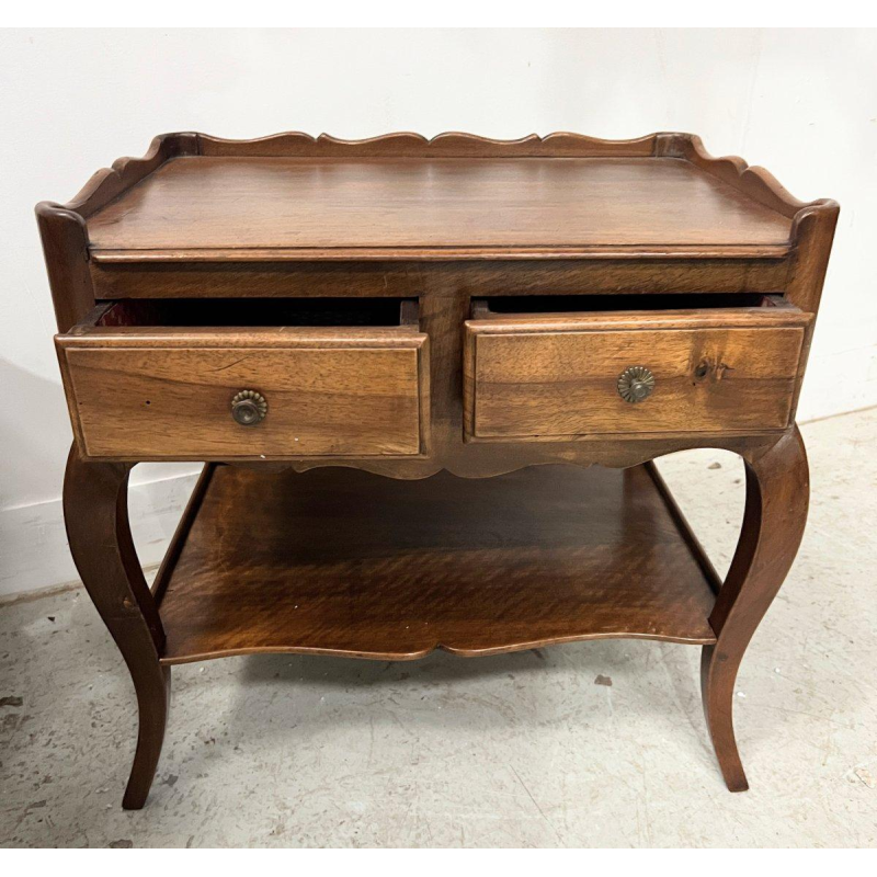 Pair of Louis XV style bedside tables in solid walnut, 20th century