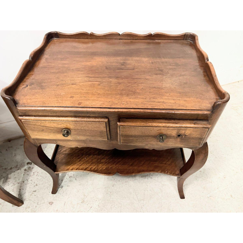 Pair of Louis XV style bedside tables in solid walnut, 20th century